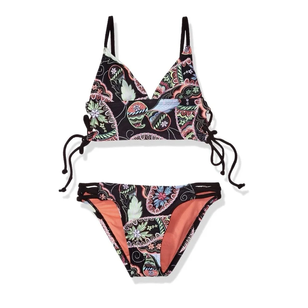 Hobie Girls Part Your Swirl Midkini Hipster 2-Piece Swimsuit Bikini Size 12